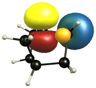 empty-occupied (non)-overlap in norbornane cation C-H to p